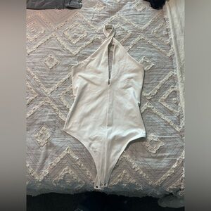 Abercrombie & Fitch Soft AxF Collection Key Hole White Bodysuit